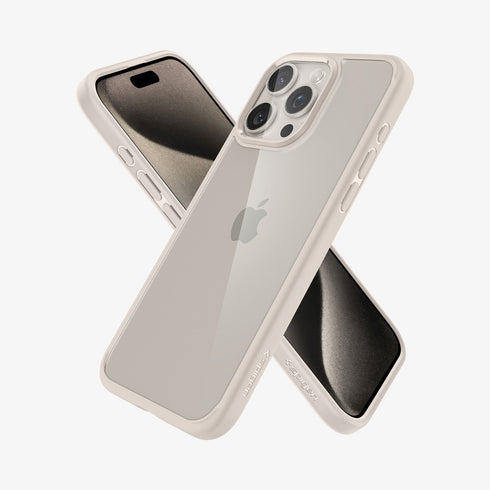 ACS07209 - iPhone 15 Series Ultra Hybrid Case in Natural Titanium showing the back